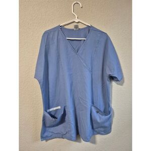 Medline Ladies Size XL V-Neck 2 Pocket Scrub Top Large Sky Blue